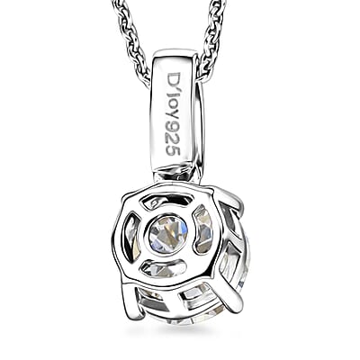 D'Joy Moissanite 1.25 ctw Pendant Necklace in Rhodium Over Sterling Silver 20 Inches
