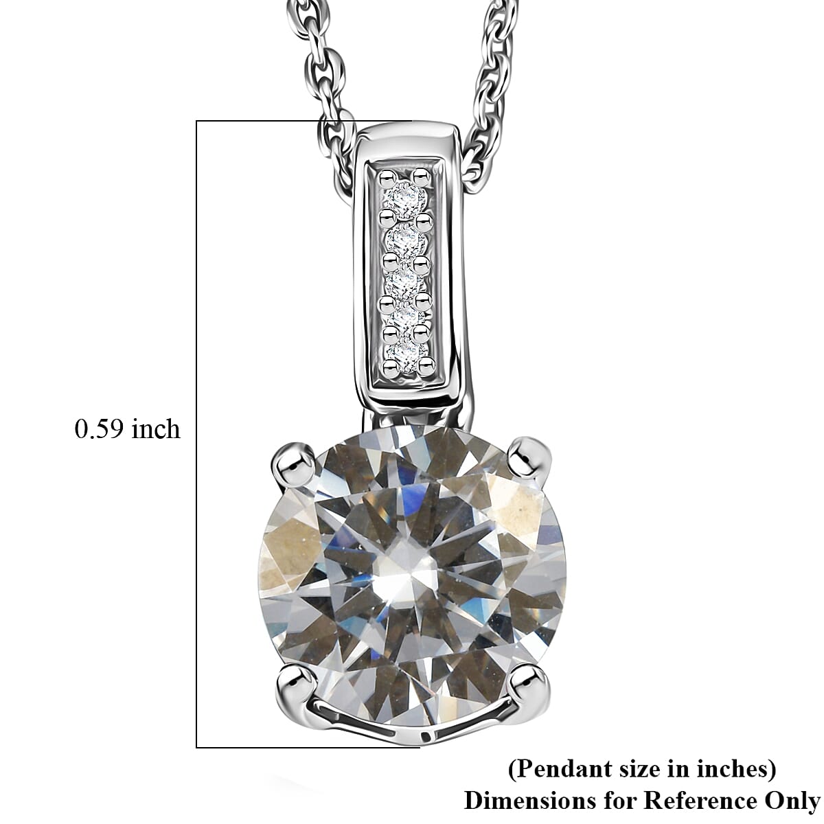 D'Joy Moissanite 1.25 ctw Pendant Necklace in Rhodium Over Sterling Silver 20 Inches