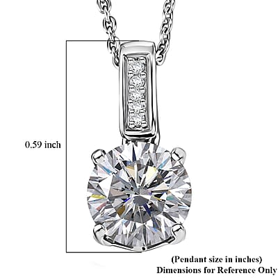 D'Joy Moissanite 1.25 ctw Pendant Necklace in Rhodium Over Sterling Silver 20 Inches
