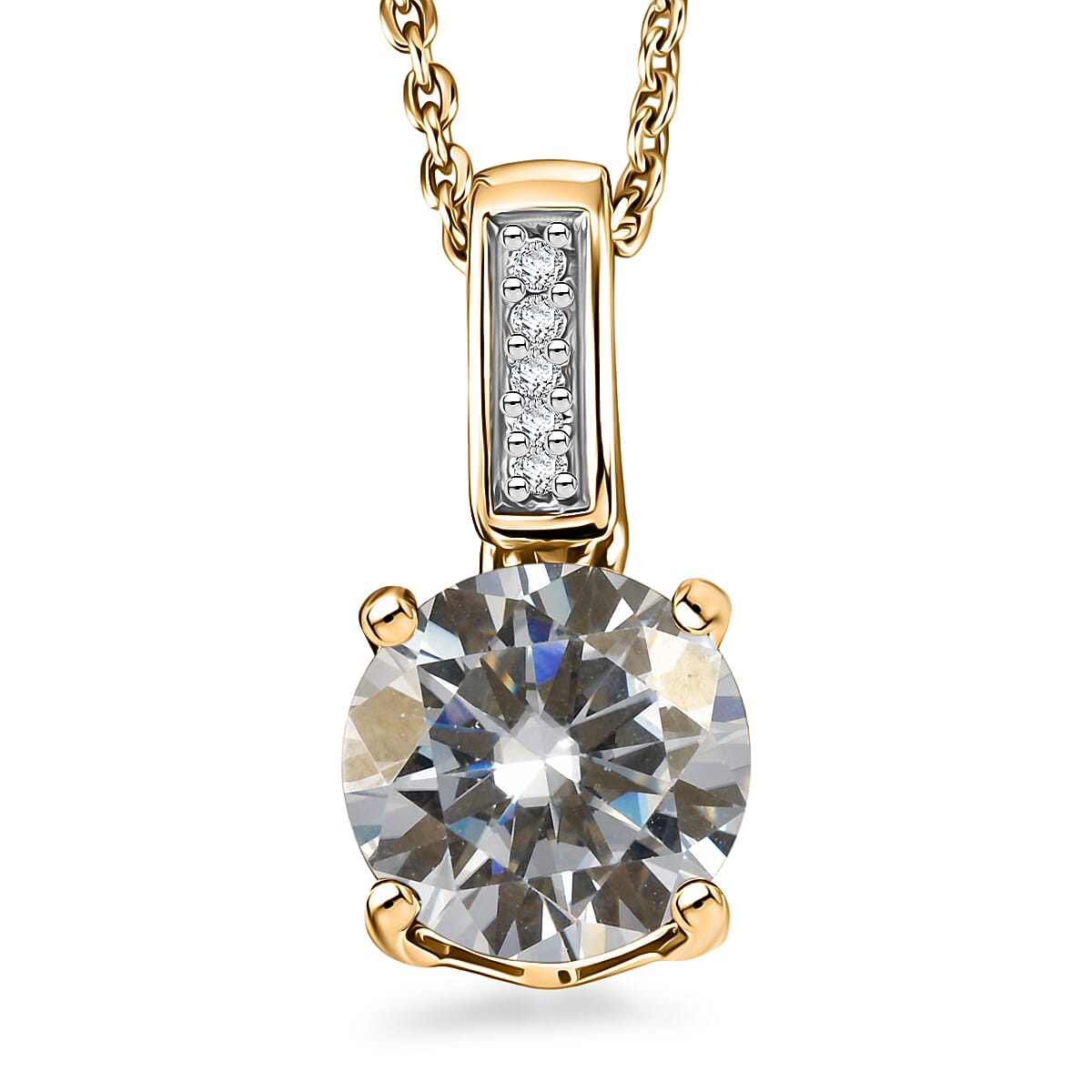 D'Joy Moissanite 1.25 ctw Pendant Necklace in 18K Vermeil Yellow Gold Over Sterling Silver 20 Inches