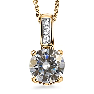 D'Joy Moissanite 1.25 ctw Pendant Necklace in 18K Vermeil Yellow Gold Over Sterling Silver 20 Inches