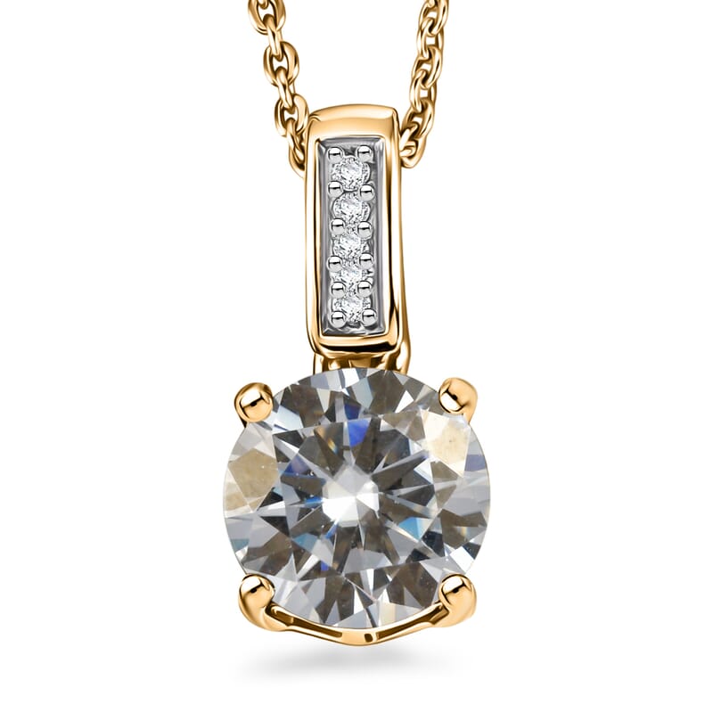 D'Joy Moissanite 1.25 ctw Pendant Necklace in 18K Vermeil Yellow Gold Over Sterling Silver 20 Inches
