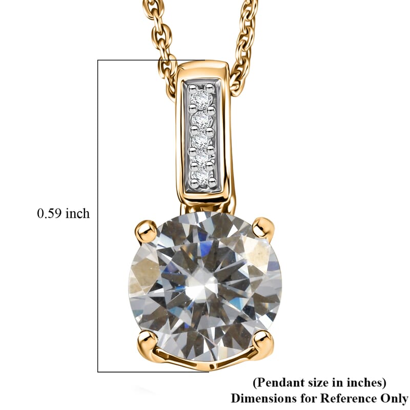 D'Joy Moissanite 1.25 ctw Pendant Necklace in 18K Vermeil Yellow Gold Over Sterling Silver 20 Inches