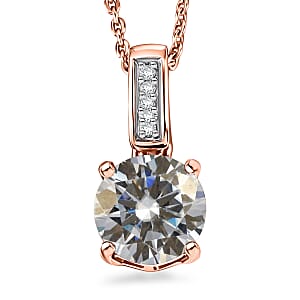 D'Joy Moissanite 1.25 ctw Pendant Necklace in 18K Vermeil Rose Gold Over Sterling Silver 20 Inches