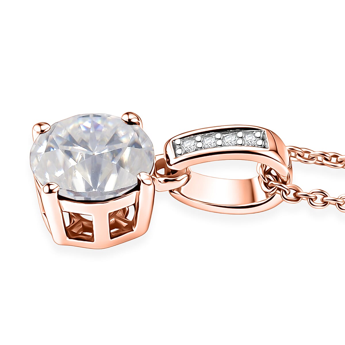 D'Joy Moissanite 1.25 ctw Pendant Necklace in 18K Vermeil Rose Gold Over Sterling Silver 20 Inches