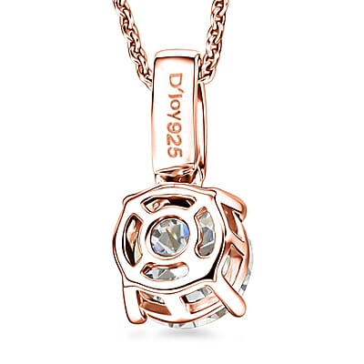 D'Joy Moissanite 1.25 ctw Pendant Necklace in 18K Vermeil Rose Gold Over Sterling Silver 20 Inches