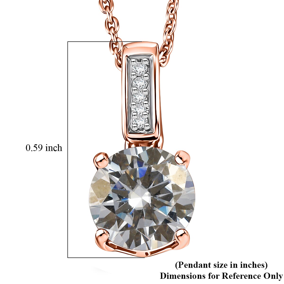 D'Joy Moissanite 1.25 ctw Pendant Necklace in 18K Vermeil Rose Gold Over Sterling Silver 20 Inches
