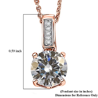 D'Joy Moissanite 1.25 ctw Pendant Necklace in 18K Vermeil Rose Gold Over Sterling Silver 20 Inches