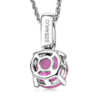 D'Joy Ilakaka Hot Pink Sapphire (FF) and White Zircon 2.20 ctw Pendant Necklace in Rhodium Over Sterling Silver 20 Inches