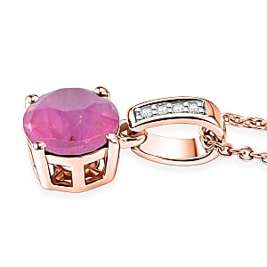 D'Joy Ilakaka Hot Pink Sapphire (FF) and White Zircon 2.20 ctw Pendant Necklace in 18K Vermeil Rose Gold Over Sterling Silver 20 Inches