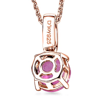 D'Joy Ilakaka Hot Pink Sapphire (FF) and White Zircon 2.20 ctw Pendant Necklace in 18K Vermeil Rose Gold Over Sterling Silver 20 Inches