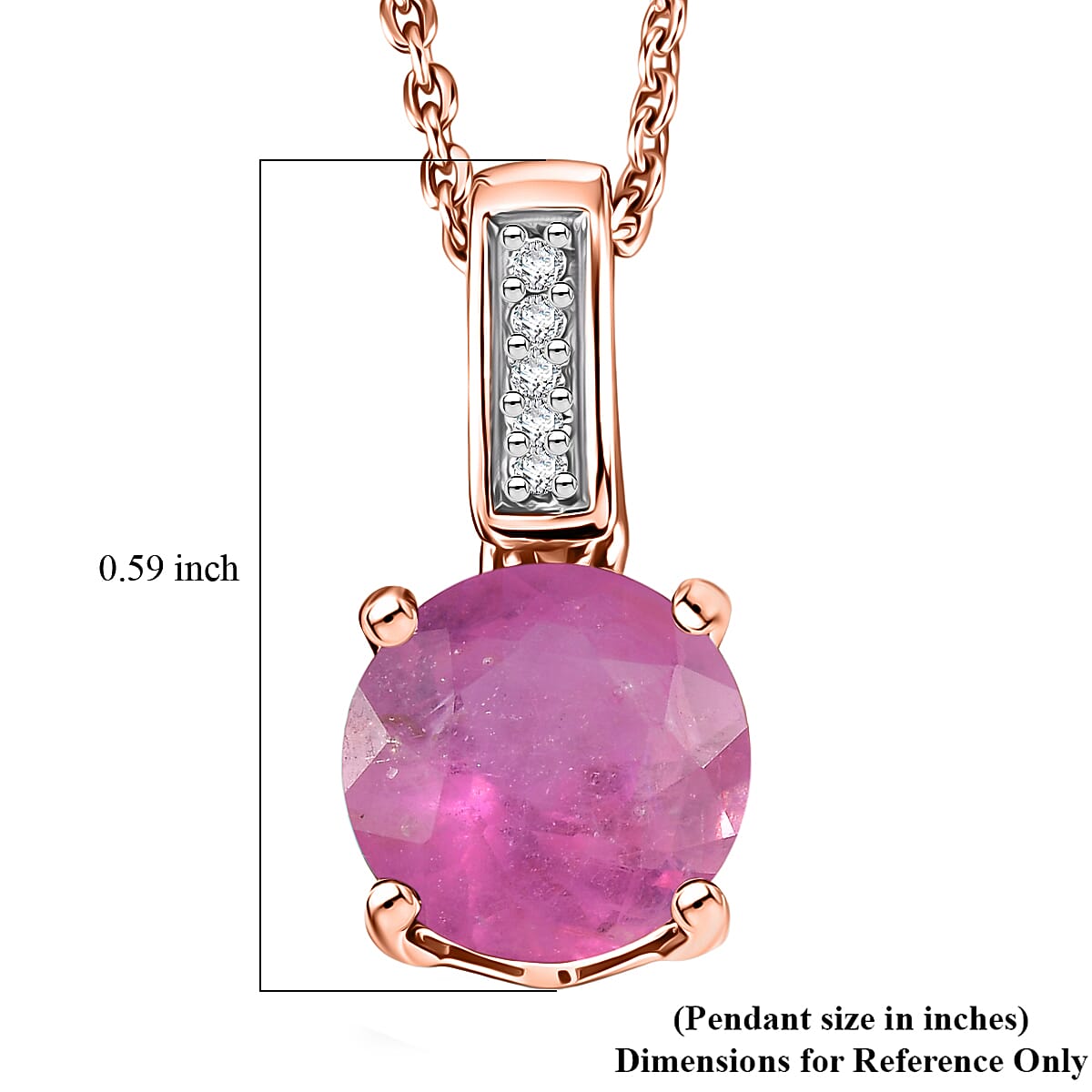 D'Joy Ilakaka Hot Pink Sapphire (FF) and White Zircon 2.20 ctw Pendant Necklace in 18K Vermeil Rose Gold Over Sterling Silver 20 Inches