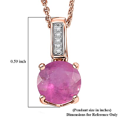 D'Joy Ilakaka Hot Pink Sapphire (FF) and White Zircon 2.20 ctw Pendant Necklace in 18K Vermeil Rose Gold Over Sterling Silver 20 Inches