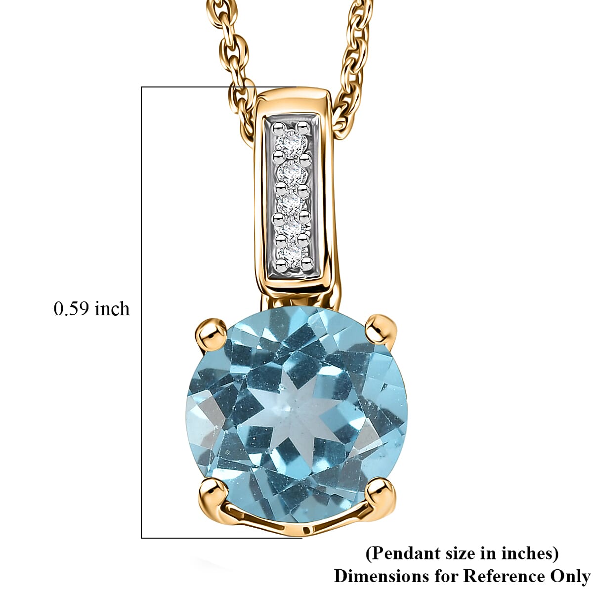 D'Joy Swiss Blue Topaz and White Zircon 1.80 ctw Pendant Neckalce in 18K Vermeil Yellow Gold Over Sterling Silver 20 Inches