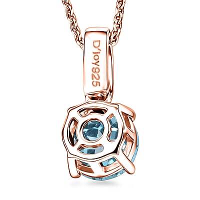 D'Joy Swiss Blue Topaz and White Zircon 1.80 ctw Pendant Neckalce in 18K Vermeil Rose Gold Over Sterling Silver 20 Inches
