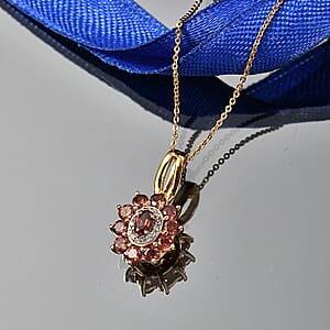 D'Joy AAA Red and White Zircon 2.30 ctw Pendant Necklace in 18K Vermeil Yellow Gold Over Sterling Silver 20 Inches
