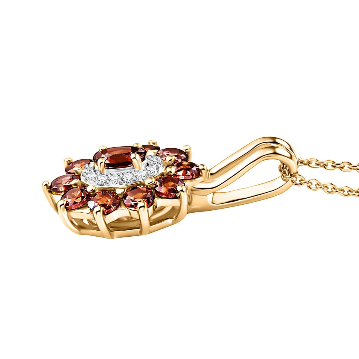 D'Joy AAA Red and White Zircon 2.30 ctw Pendant Necklace in 18K Vermeil Yellow Gold Over Sterling Silver 20 Inches image number 3