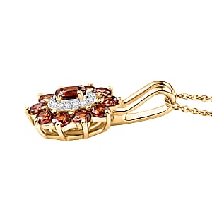 D'Joy AAA Red and White Zircon 2.30 ctw Pendant Necklace in 18K Vermeil Yellow Gold Over Sterling Silver 20 Inches