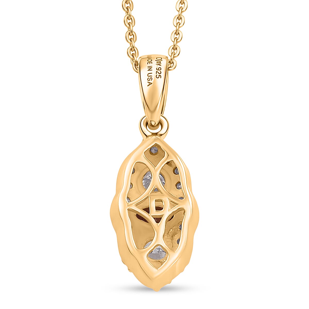 D'Joy AAA Red Zircon and Moissanite 0.90 ctw Pendant Necklace in 18K Vermeil Yellow Gold Over Sterling Silver 20 Inches image number 4