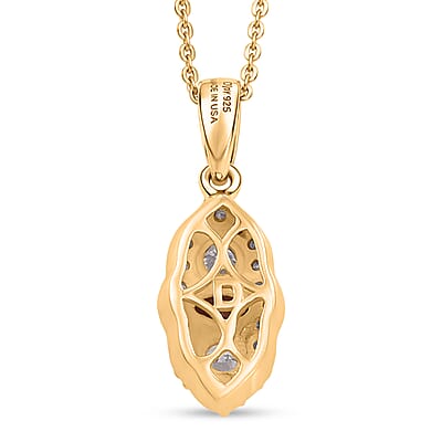 D'Joy AAA Red Zircon and Moissanite 0.90 ctw Pendant Necklace in 18K Vermeil Yellow Gold Over Sterling Silver 20 Inches