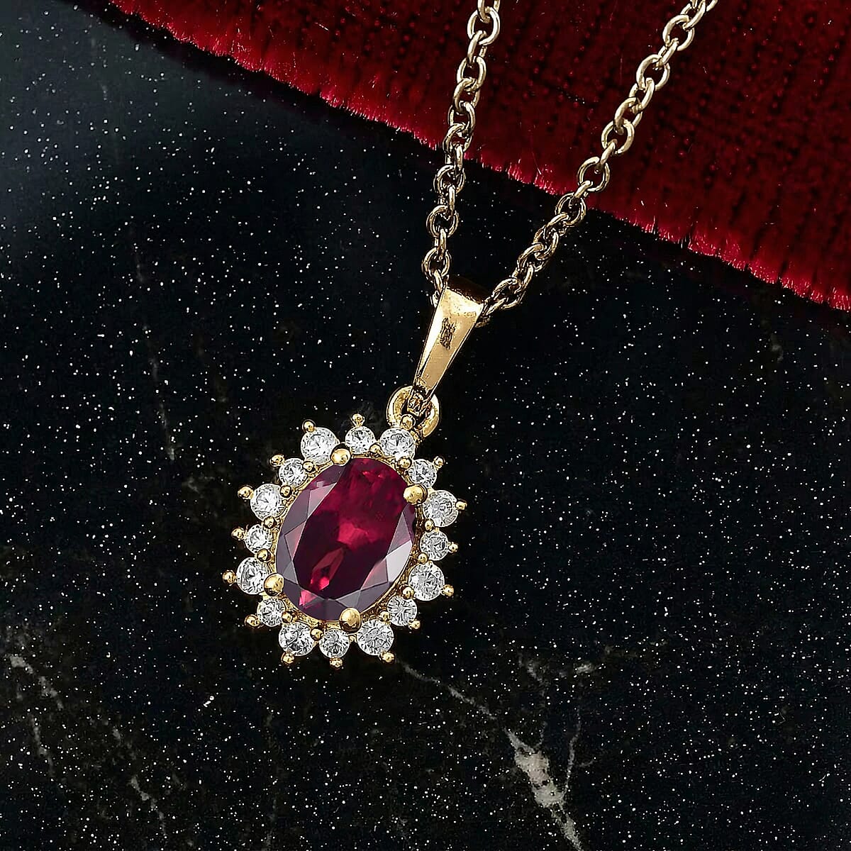 D'Joy Orissa Rhodolite Garnet and White Zircon Pendant Necklace in 18K Vermeil Yellow Gold Over Sterling Silver 20 Inches 2.20 ctw image number 1