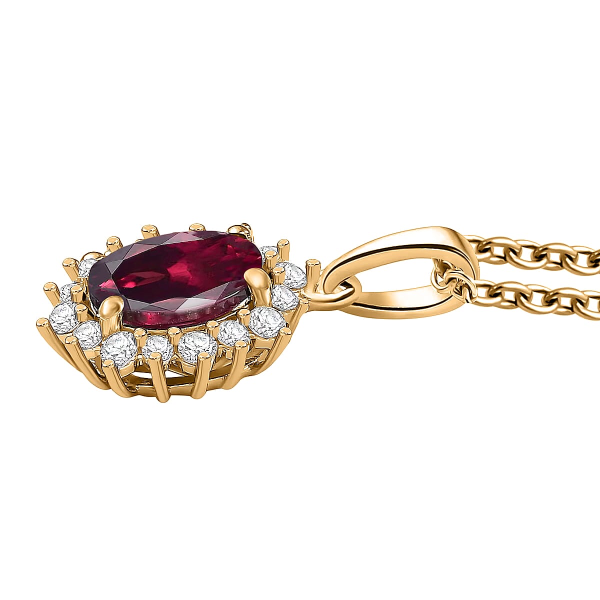 D'Joy Orissa Rhodolite Garnet and White Zircon Pendant Necklace in 18K Vermeil Yellow Gold Over Sterling Silver 20 Inches 2.20 ctw image number 3