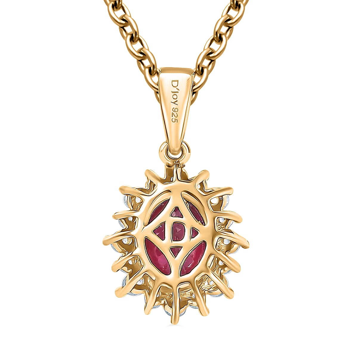 D'Joy Orissa Rhodolite Garnet and White Zircon Pendant Necklace in 18K Vermeil Yellow Gold Over Sterling Silver 20 Inches 2.20 ctw image number 4