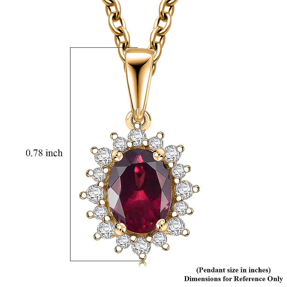 D'Joy Orissa Rhodolite Garnet and White Zircon 2.20 ctw Pendant Necklace in 18K Vermeil Yellow Gold Over Sterling Silver 20 Inches