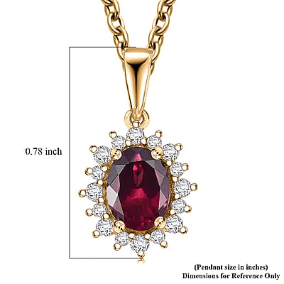 D'Joy Orissa Rhodolite Garnet and White Zircon 2.20 ctw Pendant Necklace in 18K Vermeil Yellow Gold Over Sterling Silver 20 Inches