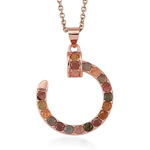 Tourmaline 5.00 ctw Pendant in Silvertone with ION Plated RG Stainless Steel Necklace 20 Inches