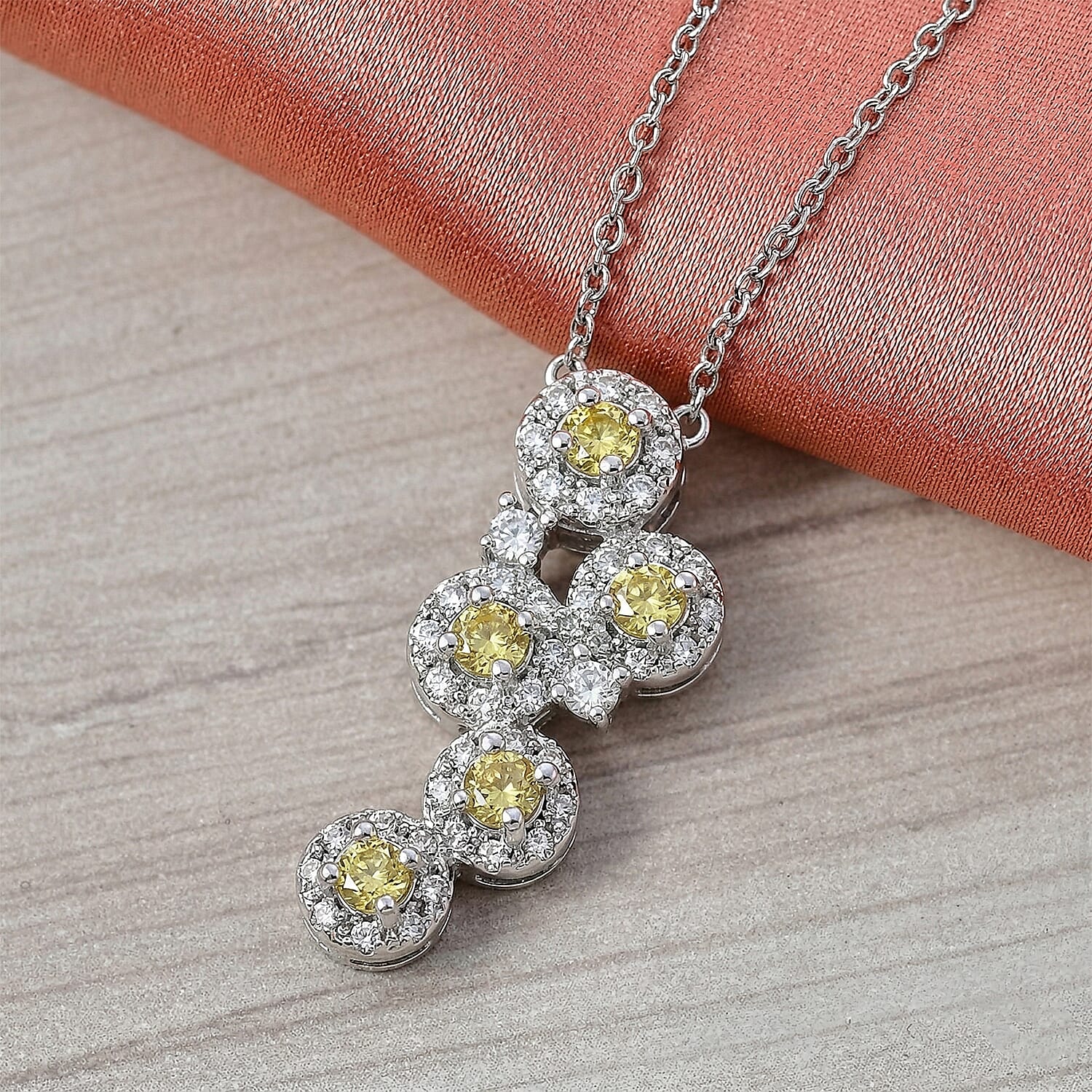 Hebei Peridot and Simulated Diamond 10.00 ctw Pendant in Silvertone with Stainless Steel Necklace 20 Inches
