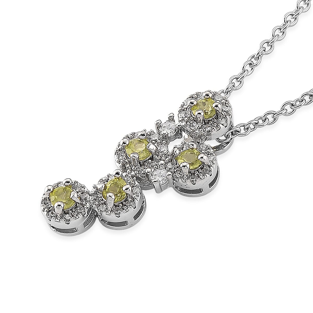 Hebei Peridot and Simulated Diamond 10.00 ctw Pendant in Silvertone with Stainless Steel Necklace 20 Inches image number 3