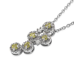 Hebei Peridot and Simulated Diamond 10.00 ctw Pendant in Silvertone with Stainless Steel Necklace 20 Inches