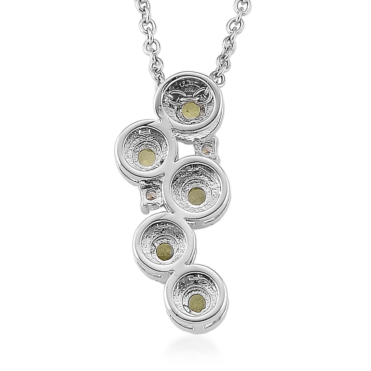 Hebei Peridot and Simulated Diamond 10.00 ctw Pendant in Silvertone with Stainless Steel Necklace 20 Inches