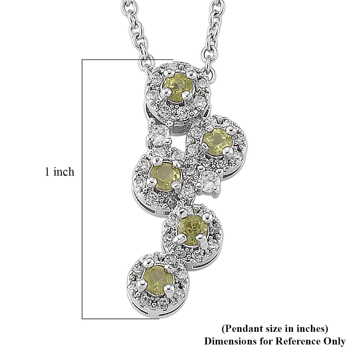 Hebei Peridot and Simulated Diamond 10.00 ctw Pendant in Silvertone with Stainless Steel Necklace 20 Inches