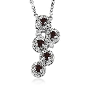 Mozambique Garnet and Simulated Diamond 10.00 ctw Pendant in Silvertone with Stainless Steel Necklace 20 Inches
