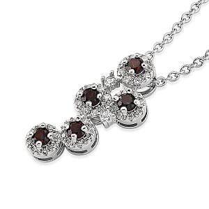 Mozambique Garnet and Simulated Diamond 10.00 ctw Pendant in Silvertone with Stainless Steel Necklace 20 Inches