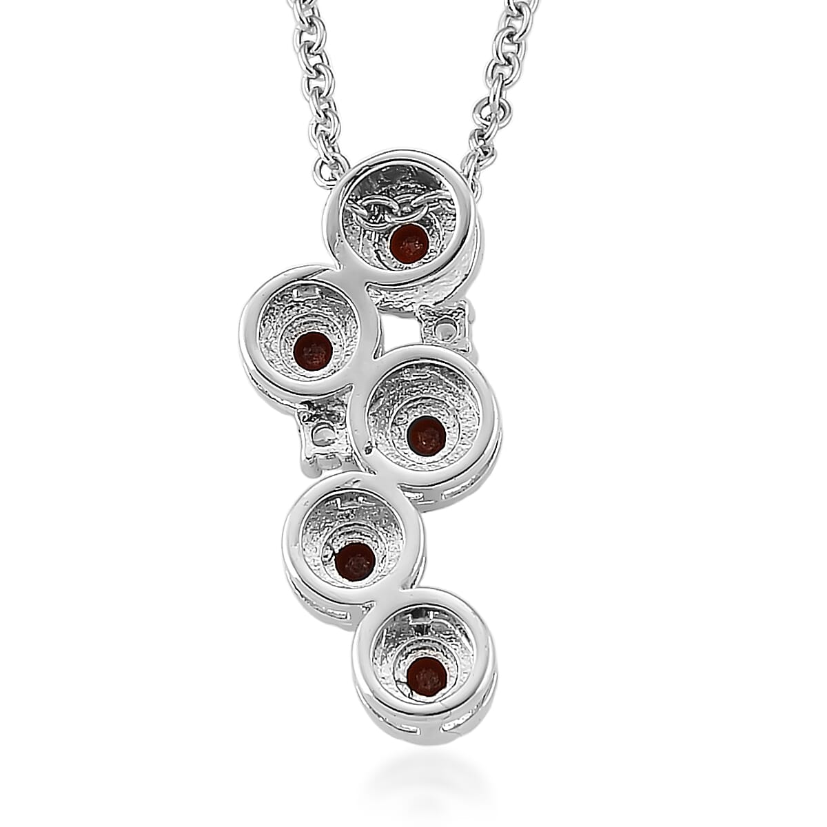 Mozambique Garnet and Simulated Diamond 10.00 ctw Pendant in Silvertone with Stainless Steel Necklace 20 Inches image number 4
