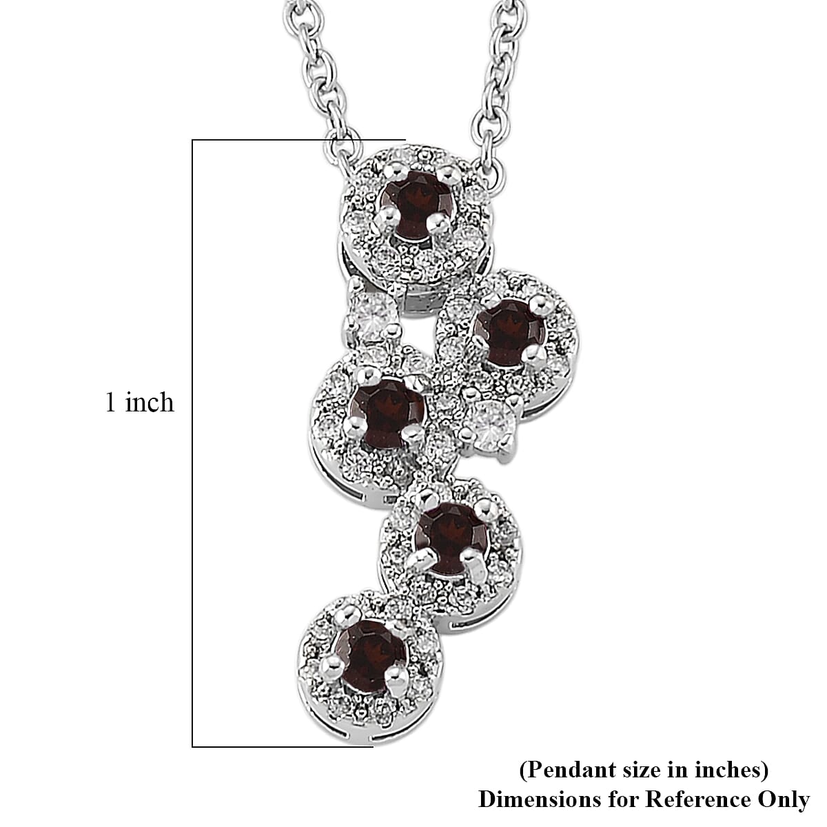 Mozambique Garnet and Simulated Diamond 10.00 ctw Pendant in Silvertone with Stainless Steel Necklace 20 Inches image number 6