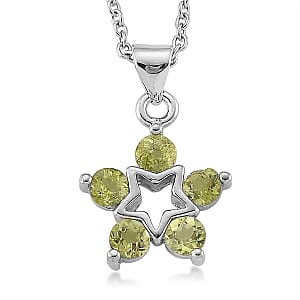 Hebei Peridot 4.00 ctw Pendant in Silvertone with Stainless Steel Necklace 20 Inches