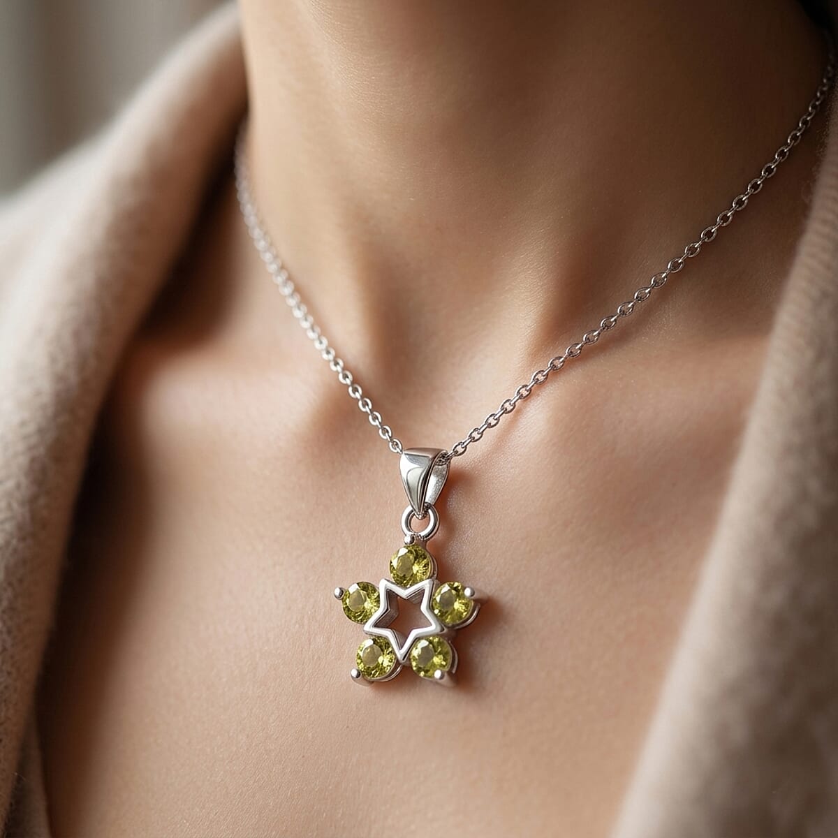 Hebei Peridot 4.00 ctw Pendant in Silvertone with Stainless Steel Necklace 20 Inches image number 2