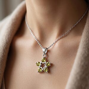 Hebei Peridot 4.00 ctw Pendant in Silvertone with Stainless Steel Necklace 20 Inches