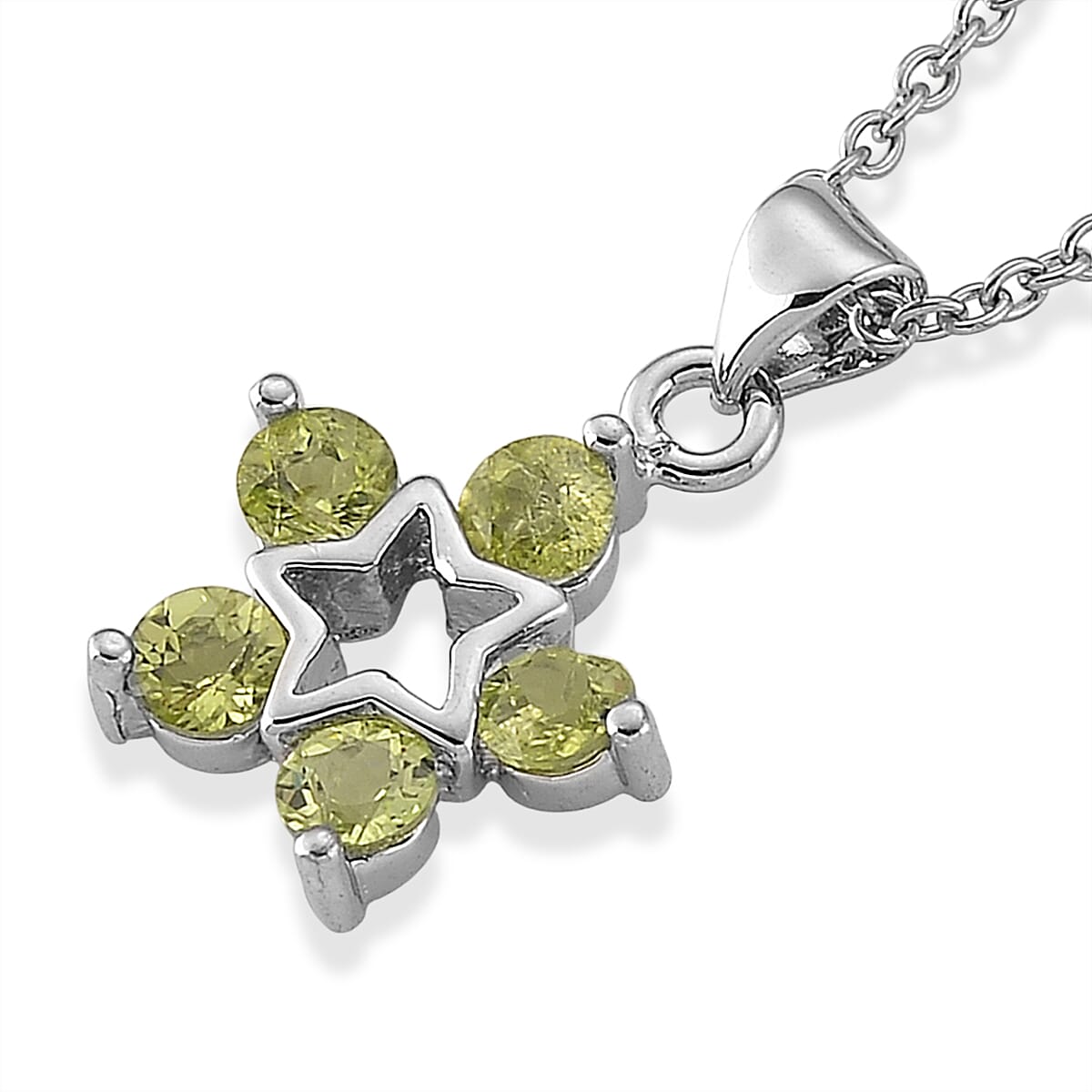 Hebei Peridot 4.00 ctw Pendant in Silvertone with Stainless Steel Necklace 20 Inches