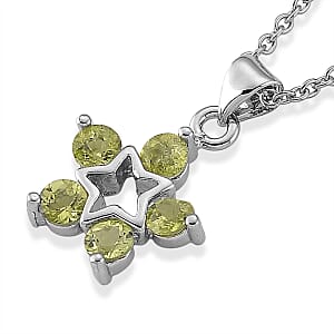 Hebei Peridot 4.00 ctw Pendant in Silvertone with Stainless Steel Necklace 20 Inches