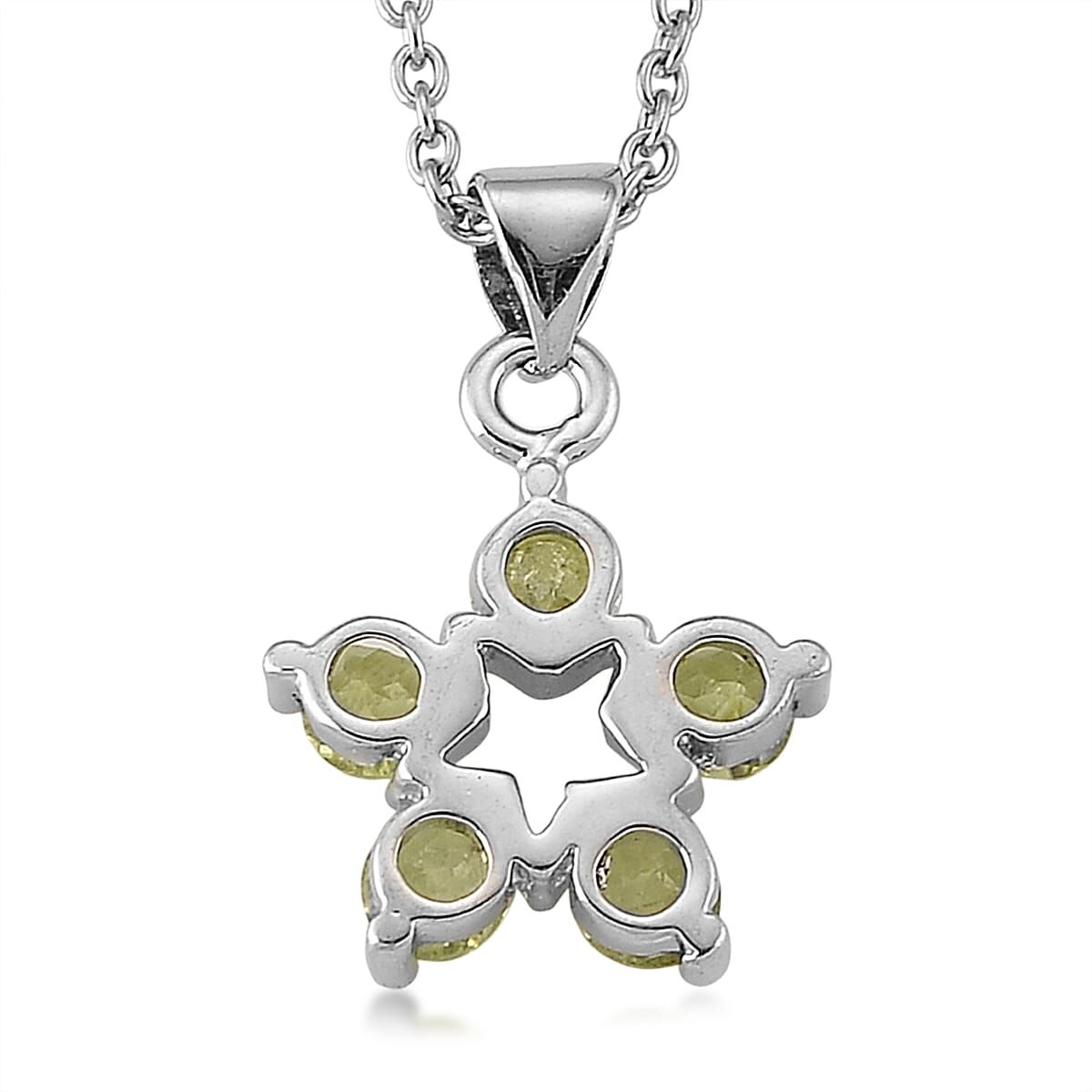 Hebei Peridot 4.00 ctw Pendant in Silvertone with Stainless Steel Necklace 20 Inches