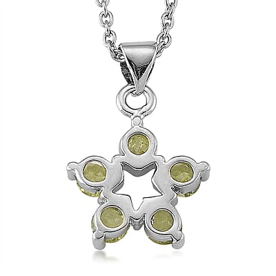 Hebei Peridot 4.00 ctw Pendant in Silvertone with Stainless Steel Necklace 20 Inches