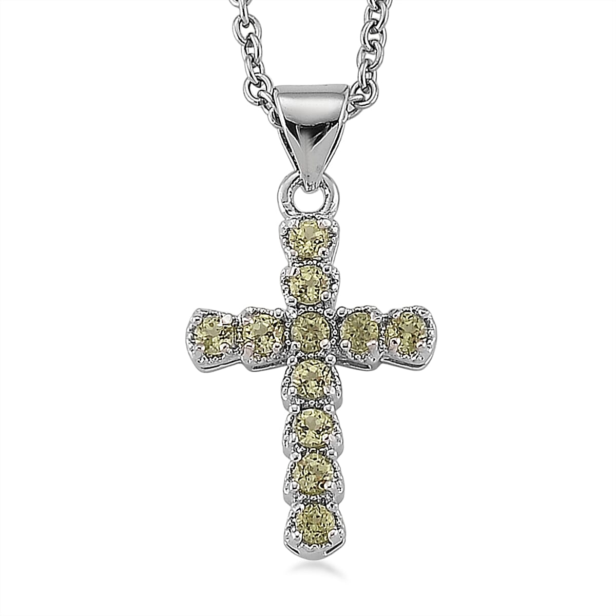 Hebei Peridot 2.00 ctw Pendant in Silvertone with Stainless Steel Necklace 20 Inches