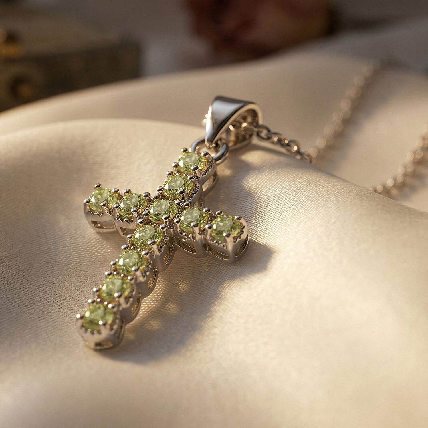 Hebei Peridot 2.00 ctw Pendant in Silvertone with Stainless Steel Necklace 20 Inches
