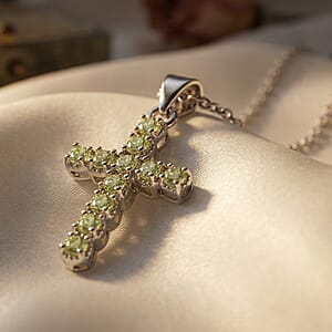 Hebei Peridot 2.00 ctw Pendant in Silvertone with Stainless Steel Necklace 20 Inches