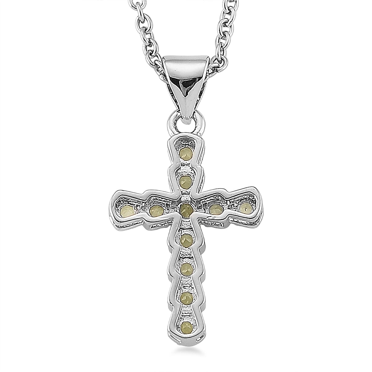 Hebei Peridot 2.00 ctw Pendant in Silvertone with Stainless Steel Necklace 20 Inches